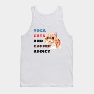 Yoga cats and coffee addict funny quote for yogi Tank Top